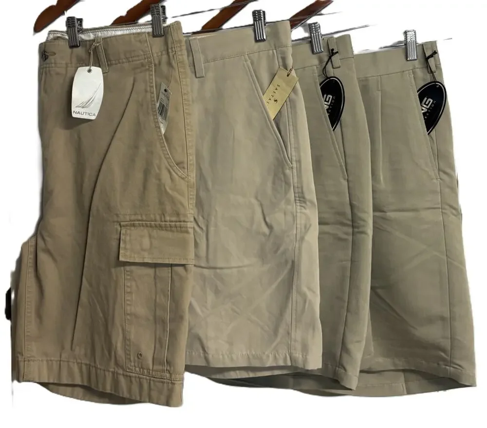 Nautica Saltaire PING Cargo & Chino Shorts Bundle Tan Beige Size 36 New Lot 4